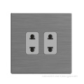 2Gang 2Pin Universal Socket Stainless Steel Cover
